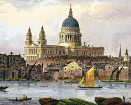 London England ST Paul&#39;s Cathedral &amp; River Thames Painting Giclee Print Canvas - £9.00 GBP+