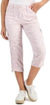Style &amp; Co Womens 16 Cargo Capri Pants Midrise Bungee Hem Tropical Pink -A+ - $31.29