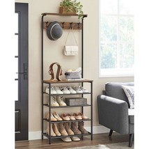 Modern Industrial Style Hall Tree Coat Rack Entryway Shoe Rack with 4 Sh... - €146,12 EUR