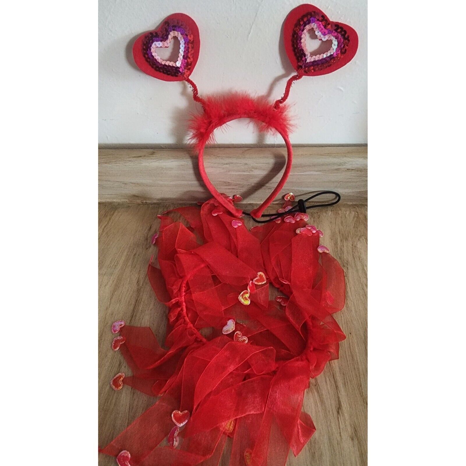Valentine's Day Dog Costume Red Love Hearts Dog Head & Neck Band Fits Most - $12.34