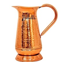 Copper Hammered Mughlai Design Jug with 2 Ring Design - $72.48