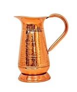 Copper Hammered Mughlai Design Jug with 2 Ring Design - £56.76 GBP