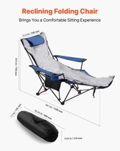 VEVOR Reclining Camping Chair Portable Folding Lounger Footrest &amp; Cushio... - $124.99