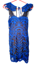 Anthropolgie Yoana Baraschi Dress Womens Size 6 Silk Blue Blk Party Shee... - £27.97 GBP