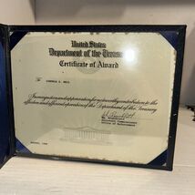 Department Of The Treasury Award Certificate William Rosenblatt 1988 In ... - $98.95