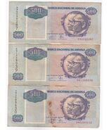 Angola, 500 Kwanzas, (Lot of 3) Banco Nacional De angola Banknotes - $13.45