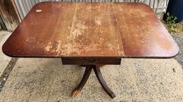 Antique Drop Leaf Table Metal Claw Foot End Drawer Duncan Phyfe Style Ne... - $99.99