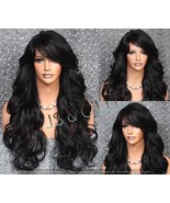 Absolutely Stunning Human Hair Blend Black Goddess Full Wig ... Big loose beachy - $99.95