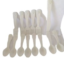 Fisher Price 1980&#39;s Fun with Food 8 White Spoons + 5 Forks +1 Knife Replacement - £12.63 GBP