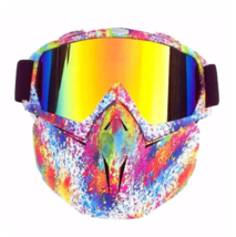 Motorcycle Goggles w/ Mask Face Filter Motorcross Glasses Anti-Splash Fa... - £21.21 GBP