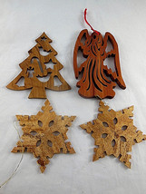 Laser Cut Wooden Wood Christmas Ornaments Beautiful wood Angel tree snow... - $19.79