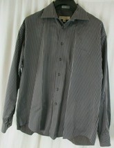Pronto Uomo Mens Shirt Size XL Long Sleeve Brown Blue Non Iron Striped - £10.89 GBP
