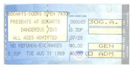 Dangerous Jouets Concert Ticket Stub August 1 1989 Cincinnati Ohio - £48.55 GBP