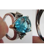 Estate Sale! 14k YELLOW GOLD ring band AQUAMARINE 7 4.8g STERLING 925 si... - £166.06 GBP