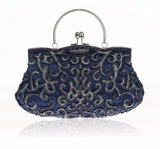 100% Hand made  Day Clutches Women Purse Elegant Purple Evening Bag for Party Br - £81.68 GBP