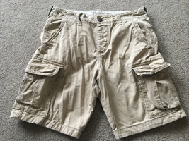 Hollister Cargo Shorts Mens 31 Khaki 2000s Beige Loose Baggy Vintage Heavy Cotto - £14.08 GBP