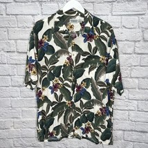 Windham Pointe Hawaiian Aloha Mens Short Sleeve Shirt XL Ivory Green Floral - £14.82 GBP