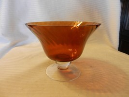 Brown Amber &amp; Clear Glass Pedestal Fruit or Flower Bowl from FTD - £47.19 GBP