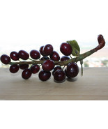 Polished Stone Fruit Sculptures Red Stone Grape Cluster with Jadeite Leaves - $880.59 MXN
