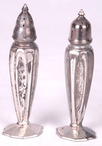 Vtg Astor Shaker Set by Poole - Antique Silver-Plate Salt &amp; Pepper 567 E... - £14.72 GBP