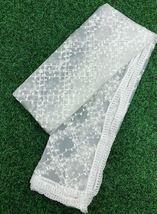 White Embroidered Stole/ dupatta Tulle Net Fabric, Veil, Abaya, Mesh Fabric DP30 - £8.64 GBP