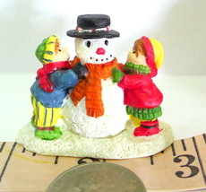 Grandeur Noel Victorian Village Snowman and Children Miniature Christmas... - $14.80