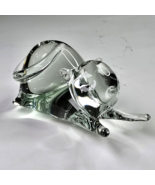 Vintage Crystal Clear Glass Cat Pouncing 4.25in Fine Animal Décor - $54.69 CAD