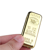 New Golden Ultra Thin Gold Bar Butane Lighter 999.9 USA Stock Metal Windproof - £10.86 GBP