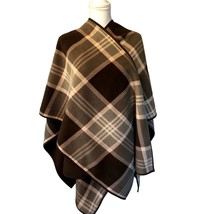 Woolrich Wrap Womens One Size Brown Pink Plaid Reversible - £14.24 GBP