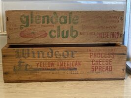 2 Vintage  American Process Cheese Wooden Crates Boxes Windsor glendale - $29.28 CAD