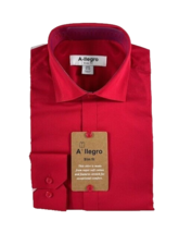 A-llegro Men&#39;s Dress Shirt Red Slim Fit Convertible Cuff Sizes 14.5 - 17.5 - £27.17 GBP
