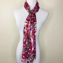 Floral Satin Feel Lightweight Scarf Poppies Flowers - £13.45 GBP