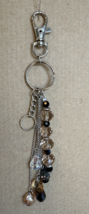Handcrafted Keychain/Purse charm, Black/Gray/Topaz/Clear glass beads - v... - $11.88