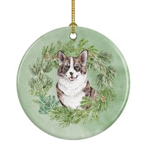 Corgi Brindle Christmas Wreath Ceramic Ornament Christmas Tree Hanging D... - $11.49