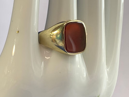 Antique 14K Yellow Gold Carnelian Ring 10.83g Fine Jewelry Size 8.5 Band - £709.61 GBP