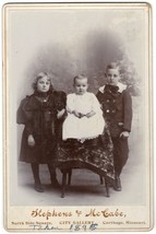 Vintage Cabinet Photo of Three Children 1895 Carthage, Missouri - All Named - £6.89 GBP