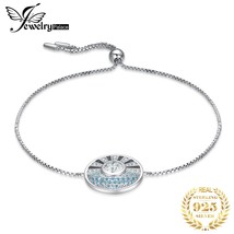 Rival sunrise sea 1 1ct round cut gemstone 925 sterling silver adjustable link bracelet thumb200