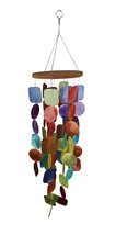 Multicolor Dyed Capiz Shell 26 Inch Long Wind Chime Garden Patio Yard - £23.45 GBP