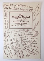 The Thursday Musical Minneapolis Minnesota 1948 - 1949 Bulletin Booklet - £26.83 GBP