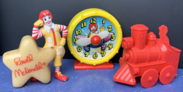 Lot of 3 Vintage Ronald McDonald Clown McDonald&#39;s Happy Meal Toys 1980s 1990s - £7.87 GBP