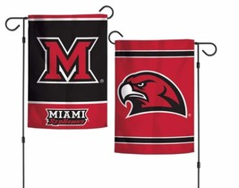 An item in the Sports Mem, Cards & Fan Shop category: Miami Redhawks Garden Flag Set with Stand, Printed in The USA, 12.5" x 18" Colle