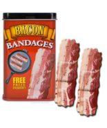 15 Bacon Strips Bandages- Tin Large Band Aids Latex - Novelty Gag Gifts - £7.81 GBP
