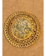 HUGE brooch Vintage Gold filligree statement jewelry Oriental Lucky Gems... - £79.83 GBP