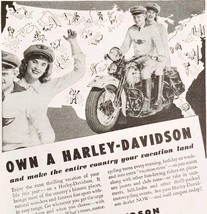 1947 Harley Davidson Motorcycle Advertisement Automobilia Vintage Bikes E8F - $562.22 MXN