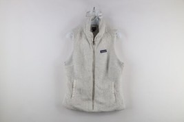 Patagonia Womens Medium Distressed Spell Out Los Gatos Fleece Vest Jacket White - £38.62 GBP