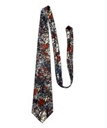 Gino Pompeii Floral Neck Tie Blue Red Vintage Style 100% Polyester - $13.50