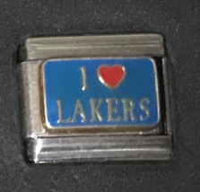 I Red Heart Love Lakers Wholesale Italian Charm Enamel 9mm Link K45 - £11.96 GBP