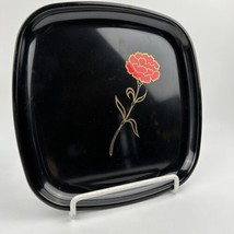 Couroc Monterey, California Square Plate Red Flower Carnation with Brass Inlay - $14.03