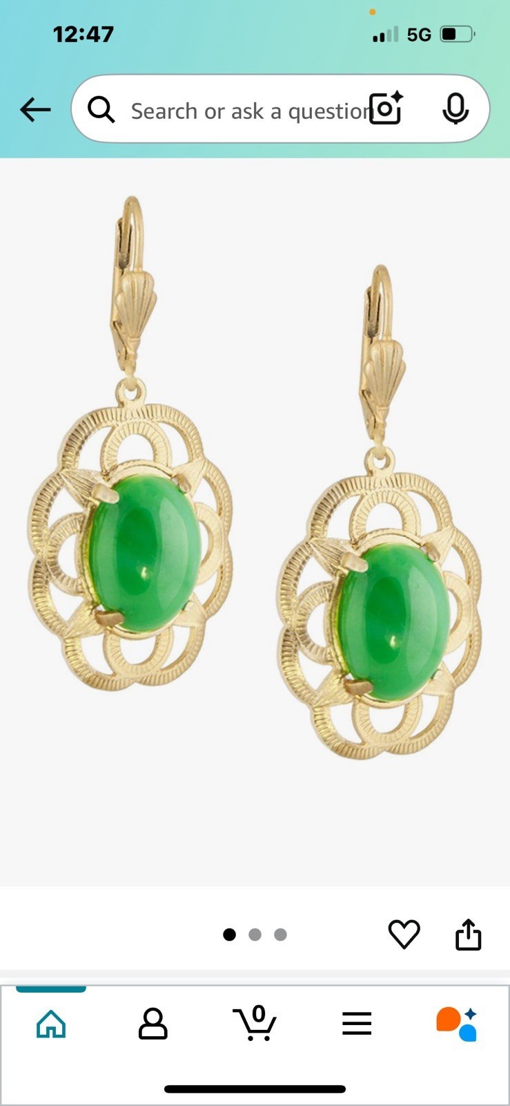 Alzerina 24K Gold plated Jade Flower Austrian Crystal Lever Back Dangle Earrings Item image 7