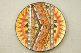 Vintage Souvenir South American PERU Folk Art Hand Painted Wood Plate Wa... - $21.03